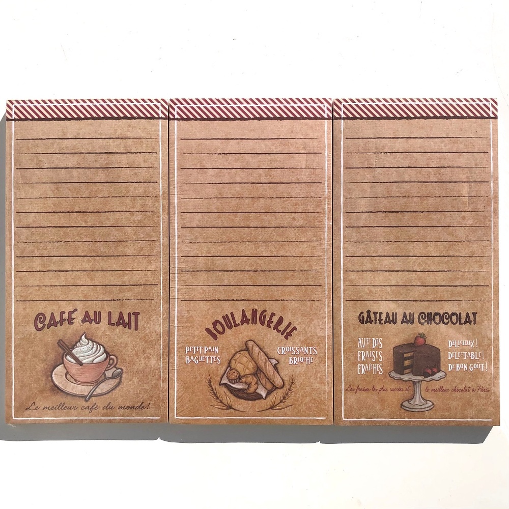 Russ Berrie Set of 3 Memo Pad with Magnet ruled coffee cake bread 039915606151